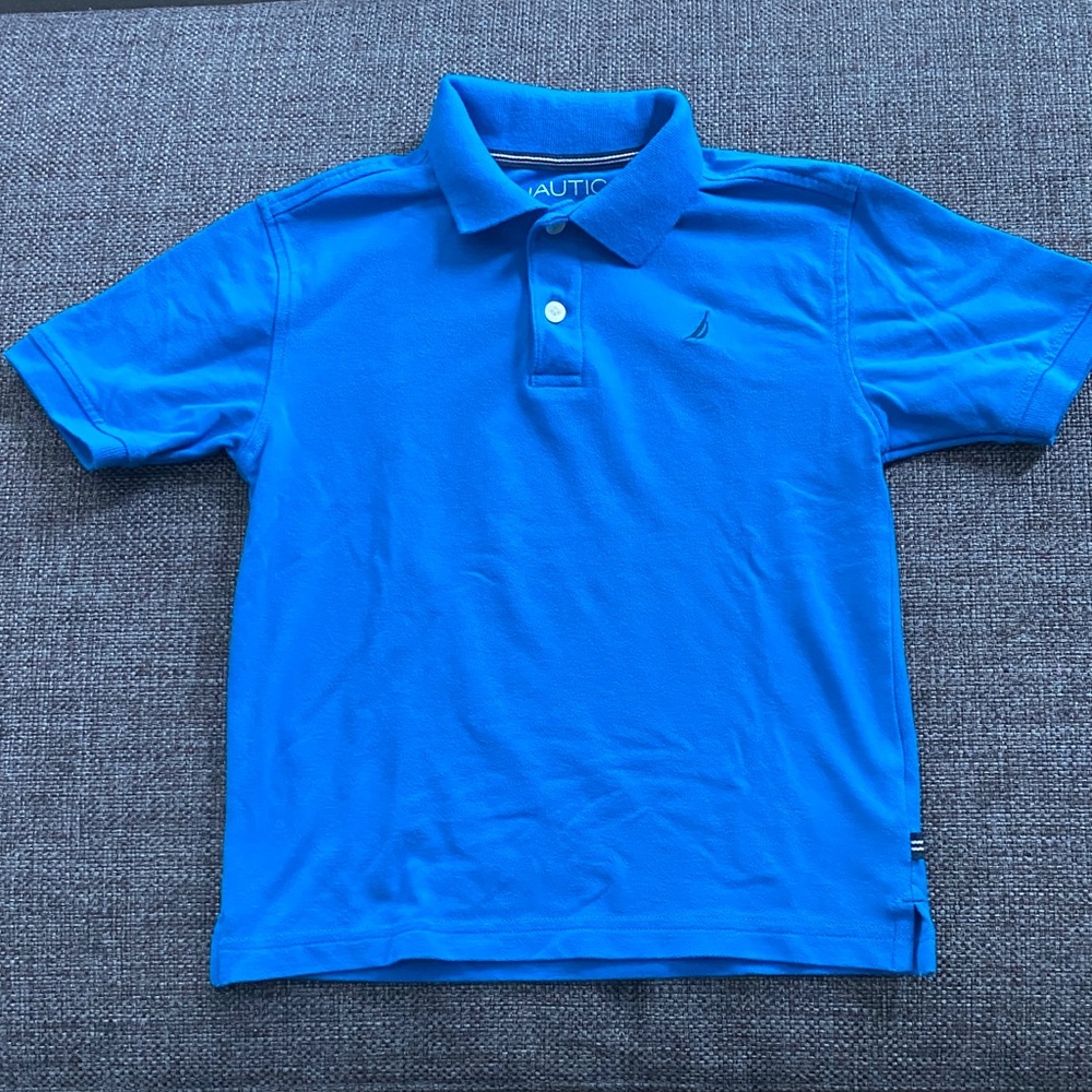 EUC Boys Size 6 Nautica Bright Blue Short Sleeve Polo Shirt